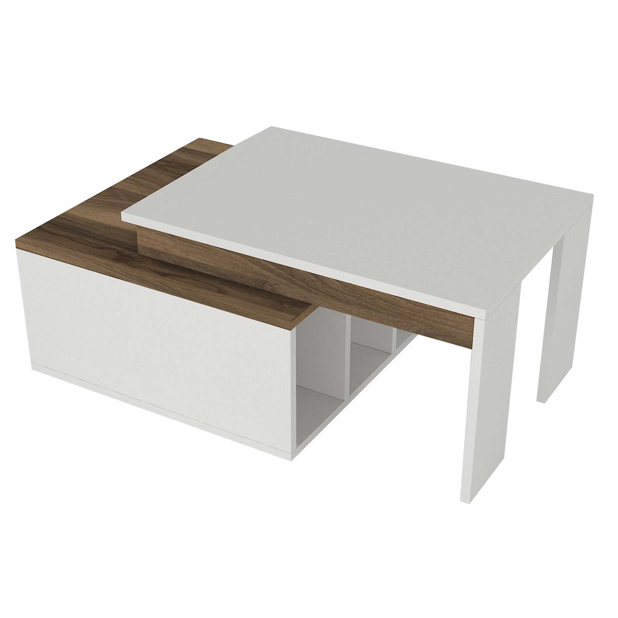 Kolarado Table basse | 100 % MÉLAMINE | Blanc, Noyer - Image 6