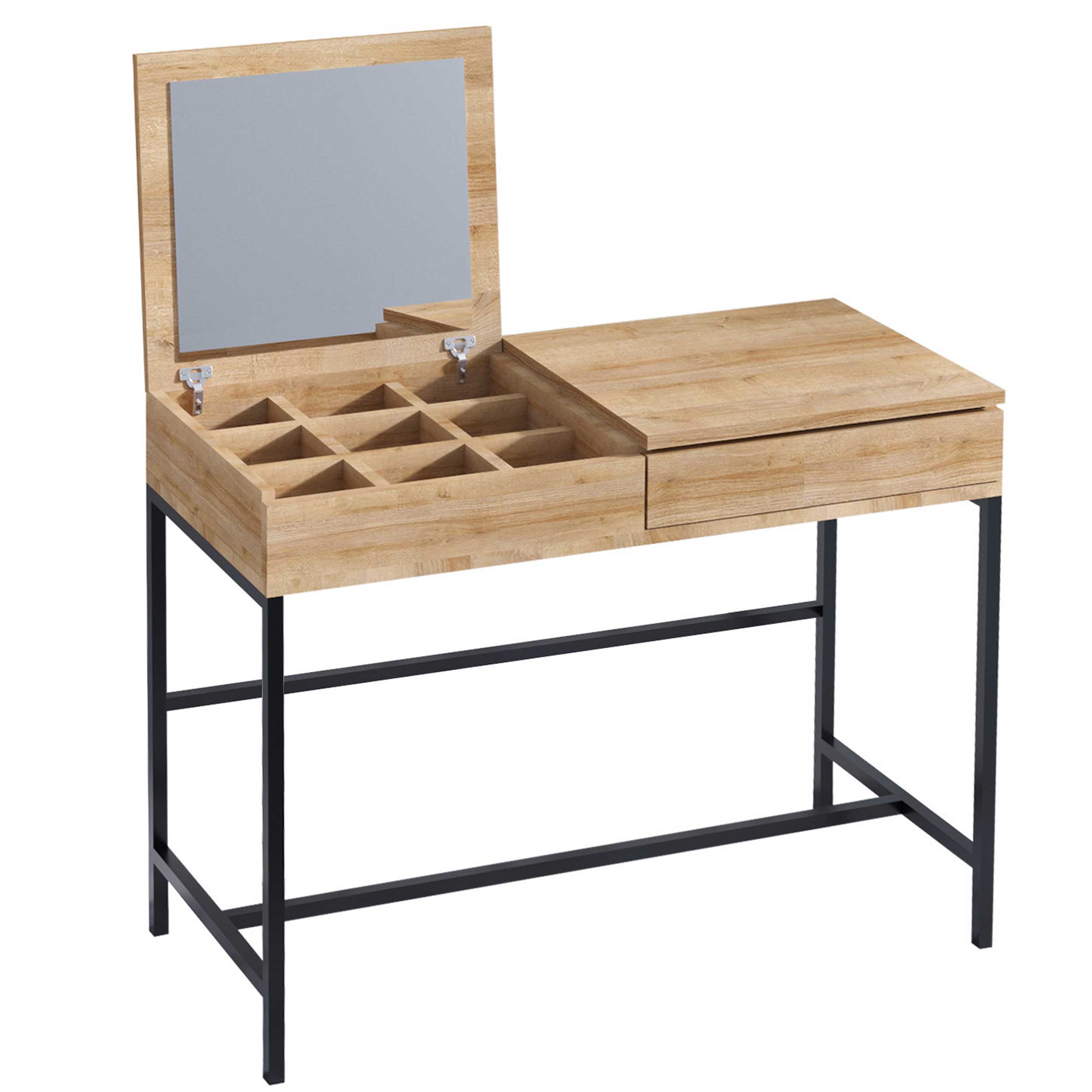 Linda Coiffeuse | 100 % MÉLAMINE | Chêne, Noir - Image 8