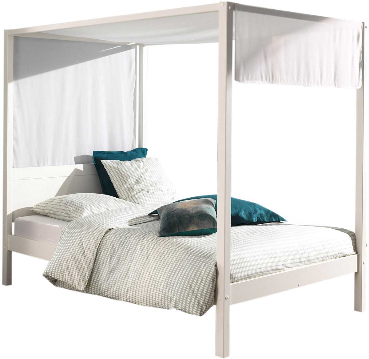 Lit à baldaquin Charlotte 140x200 avec voile - blanc - Image 3