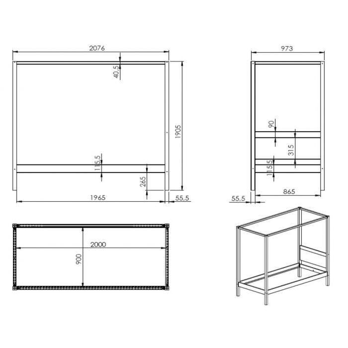 Lit à baldaquin Charlotte 90x200 avec voile - blanc - Image 2