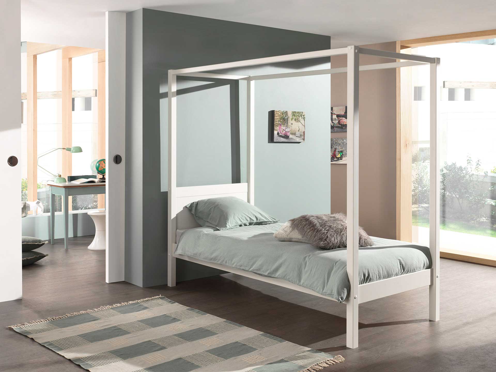 Lit à baldaquin Charlotte 90x200 - blanc - Image 5