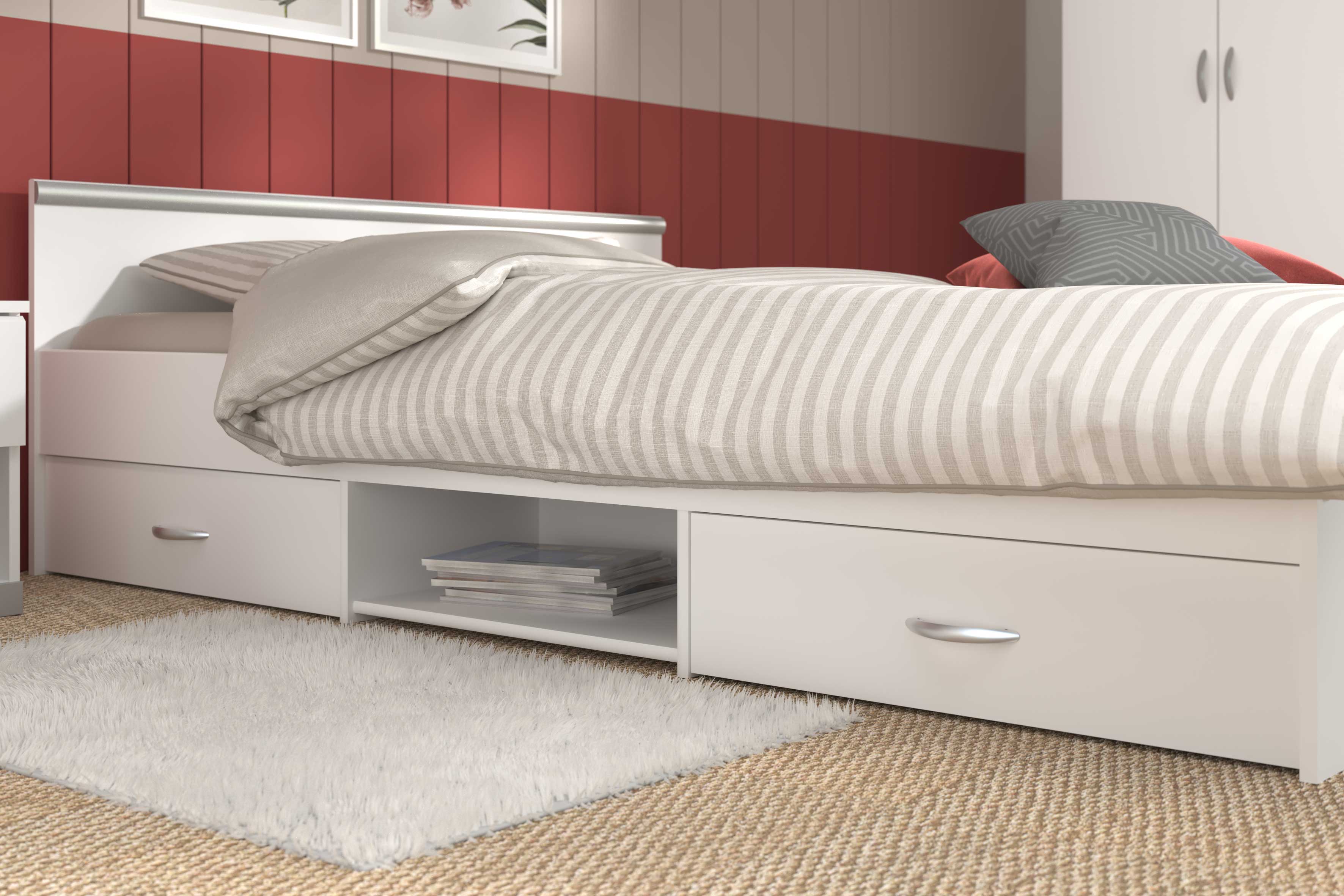 Lit Alma 140x200cm avec 2 tiroirs - blanc - Image 10