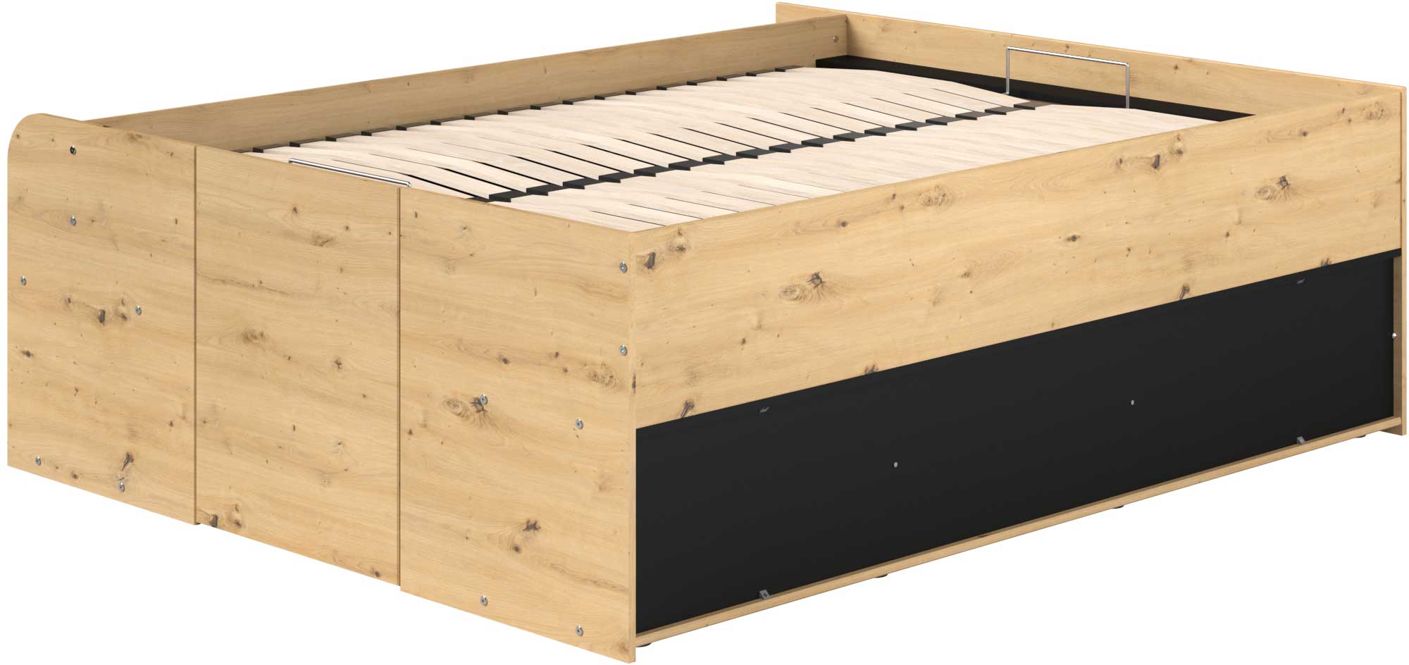 Lit avec espace de rangement Taravel 140x200 - chêne artisan - Image 2