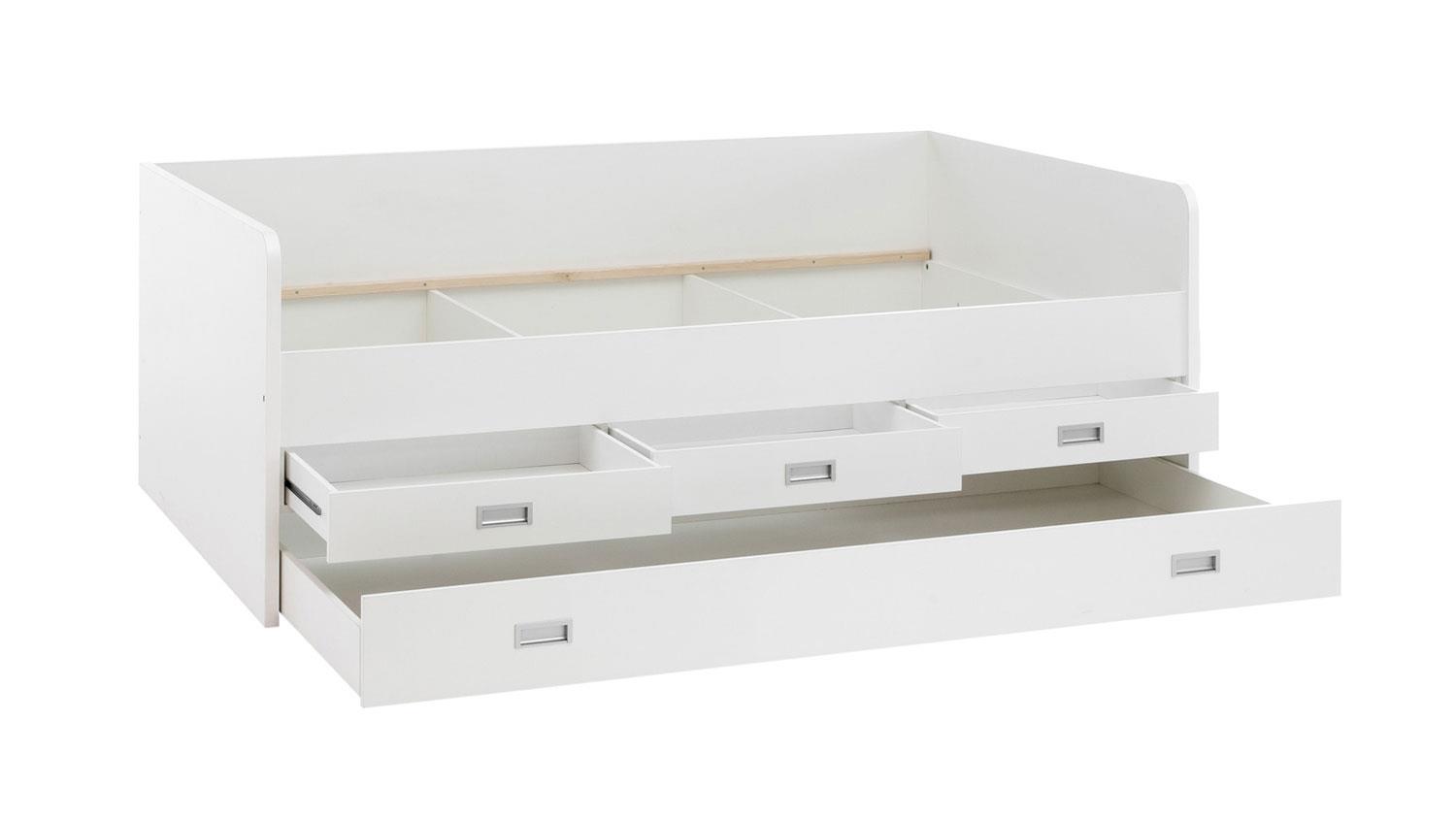 Lit banquette Arkea 120x200 avec 3 tiroirs - blanc - Image 3