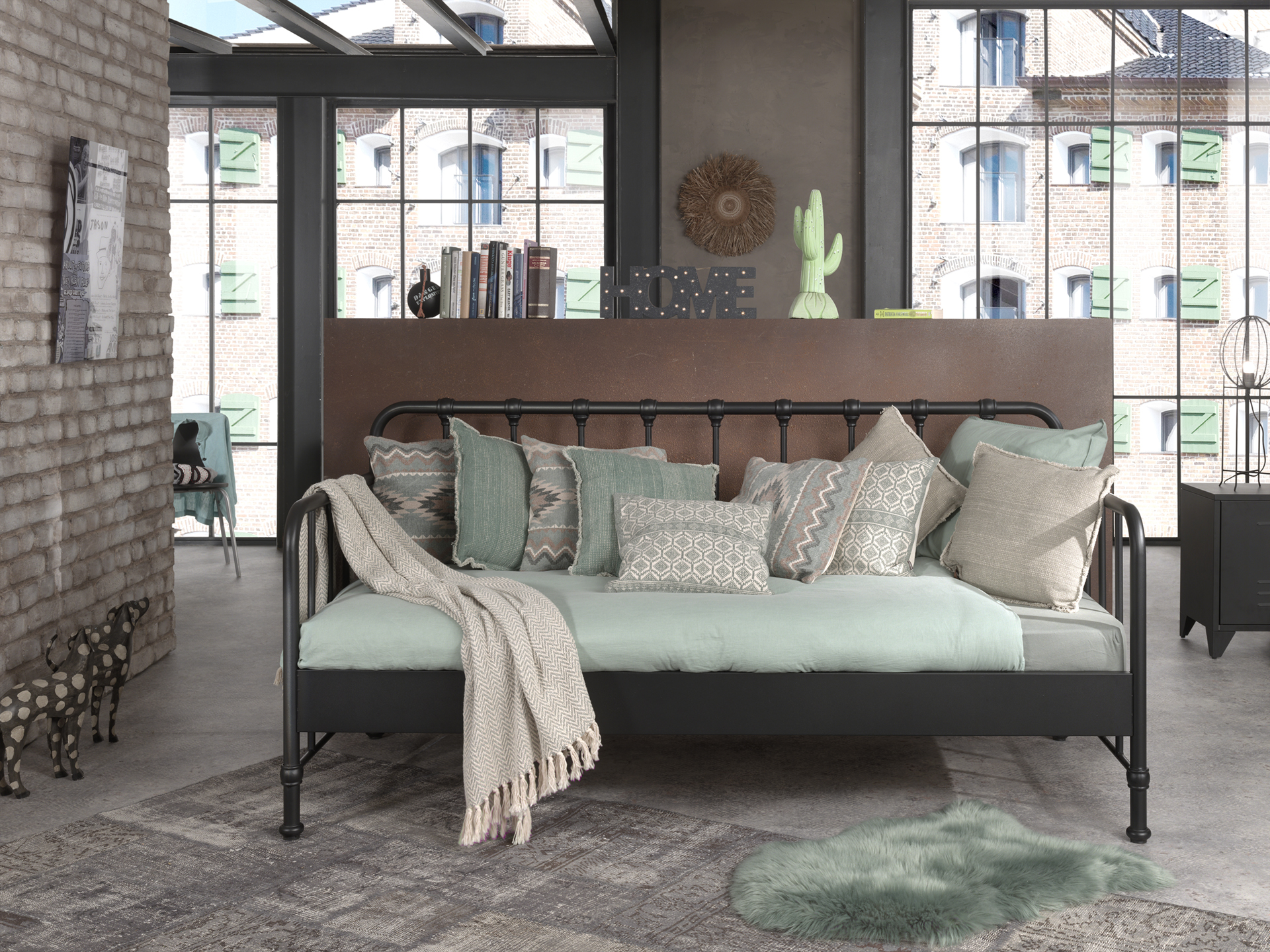 Lit banquette Bronxx métal 90x200 - noir mat - Image 3