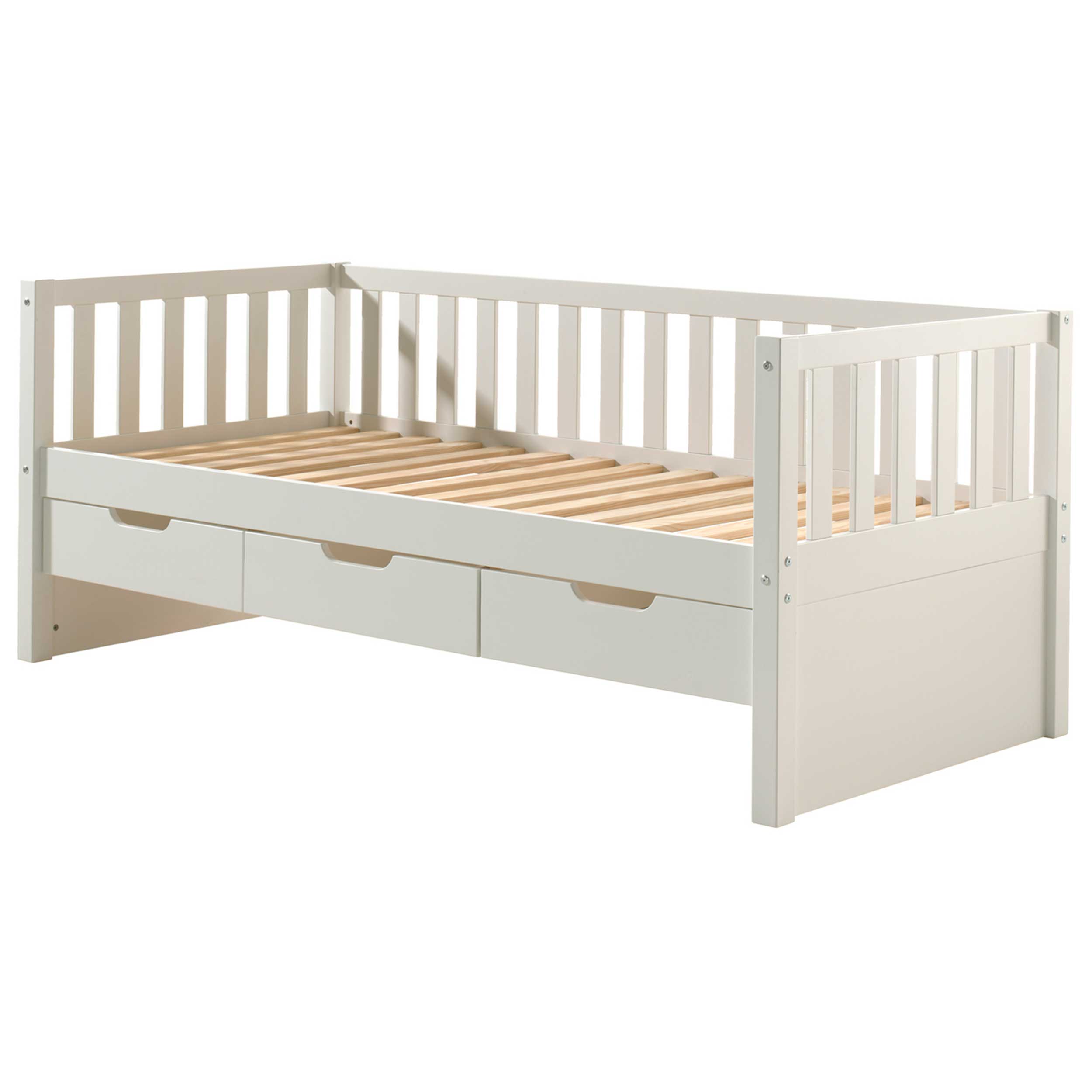 Lit banquette Friedrich 90x200 avec 3 tiroirs bois pin - blanc - Image 4