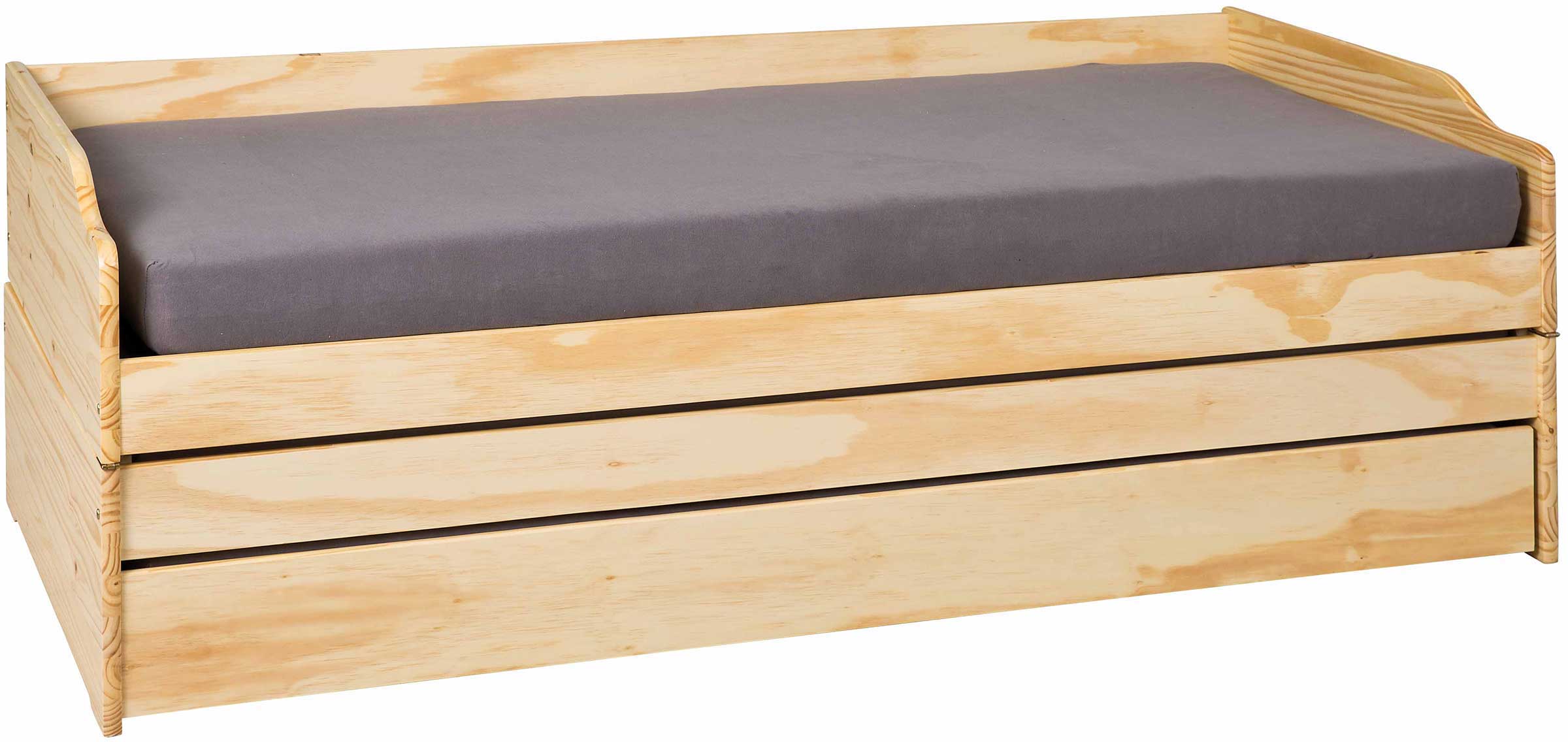 Lit banquette gigogne Lothar 90x200cm 3 couchages - bois de pin - Image 5