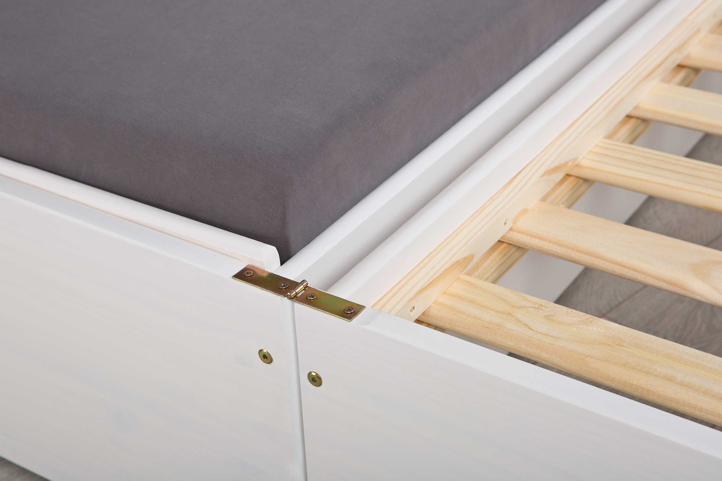 Lit banquette gigogne Lothar 90x200cm 3 couchages - white wash - Image 4