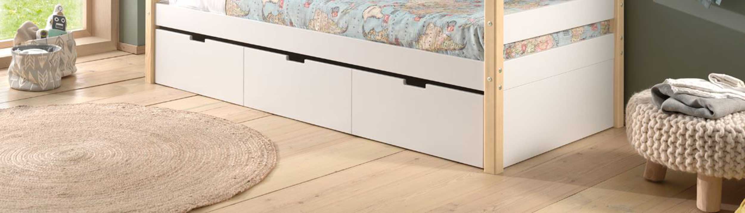 Lit banquette gigogne Maggie 90 x 200 bois pin - blanc - Image 5