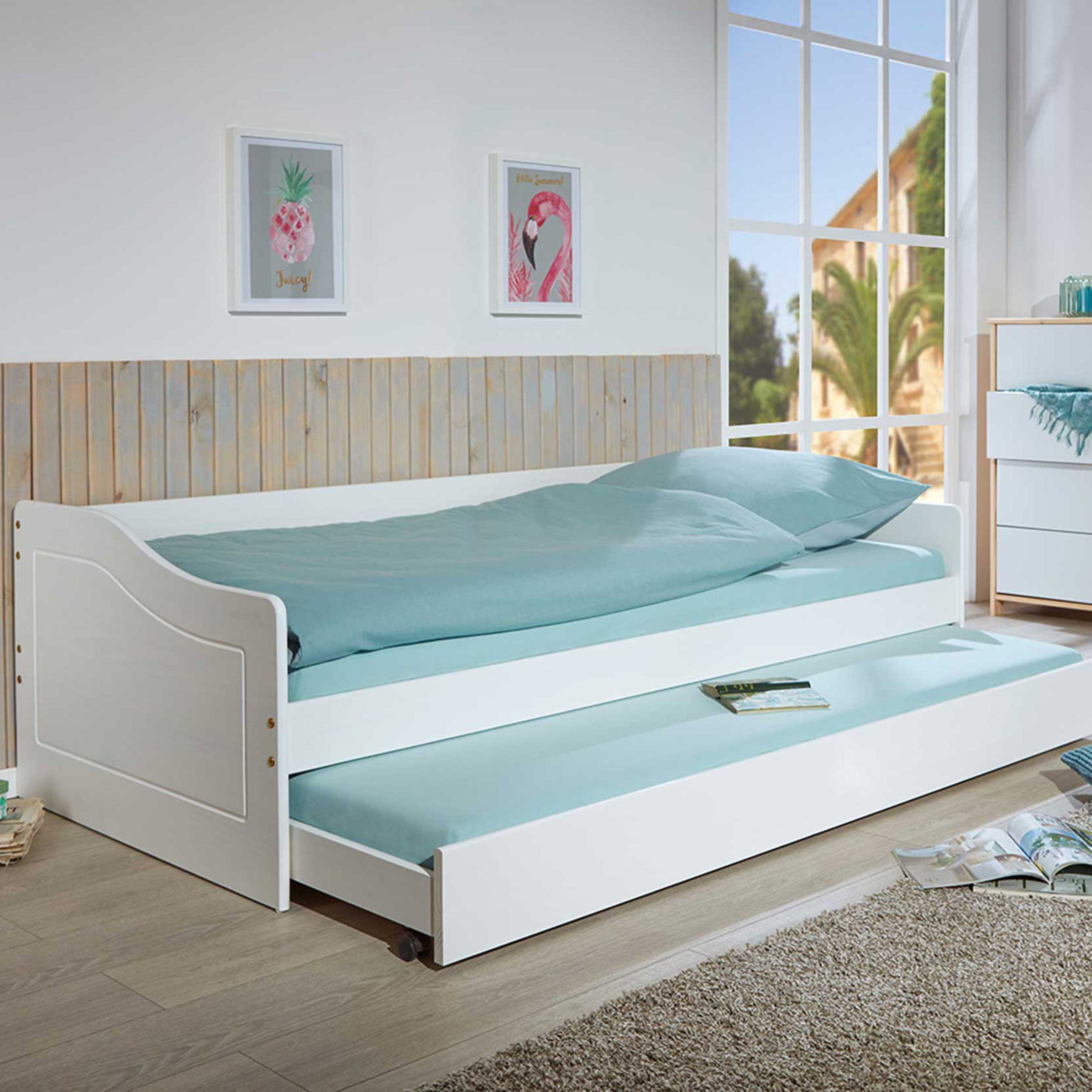 Lit banquette gigogne Malte - blanc