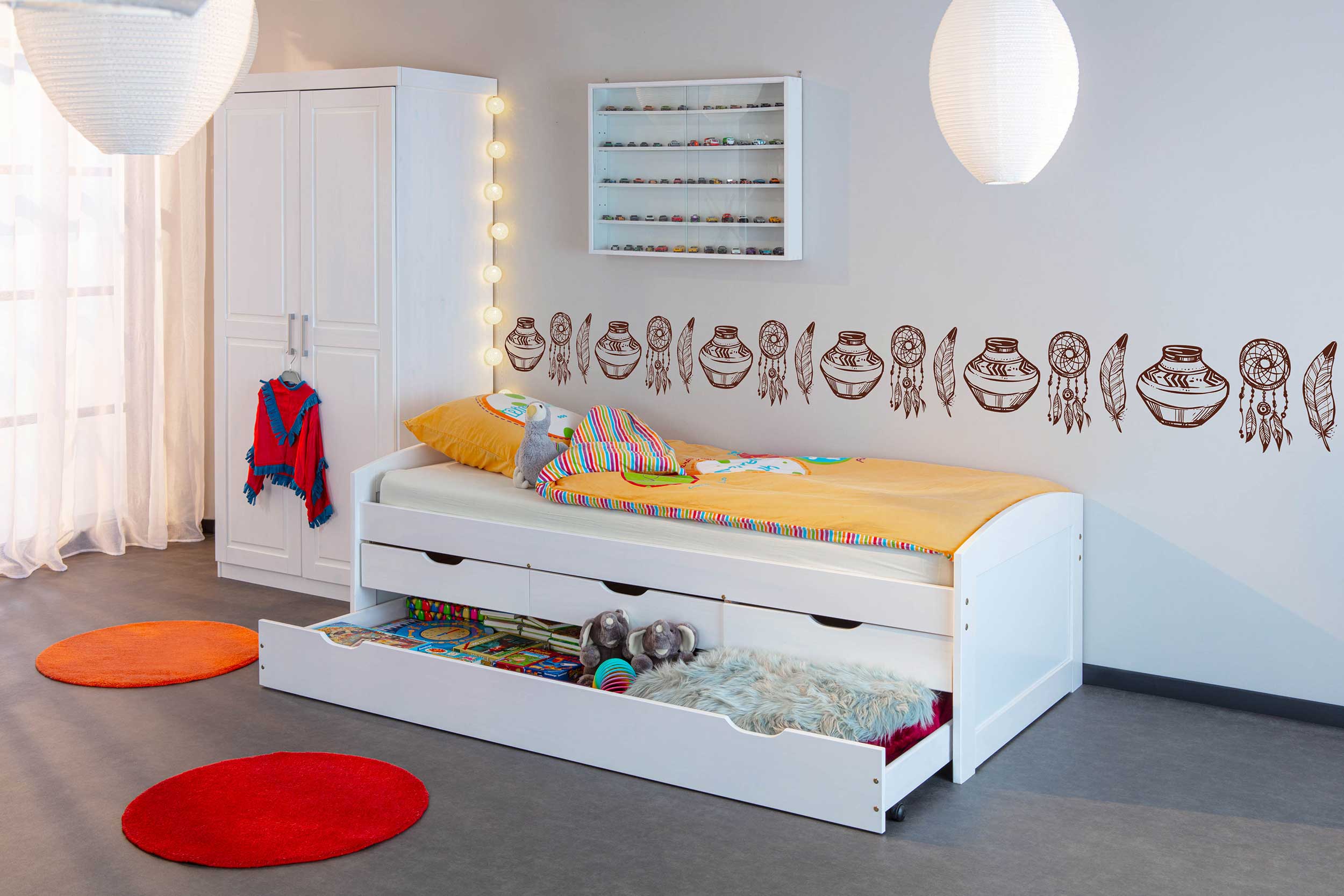 Lit banquette gigogne Thomas 200cm avec tiroirs et lit d'appoint - white wash - Image 10