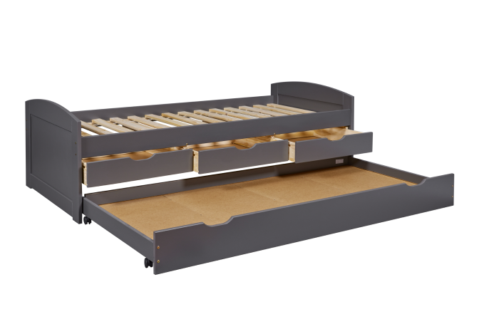 Lit banquette Jenny 90x200 cm avec 3 tiroirs- gris - Image 2