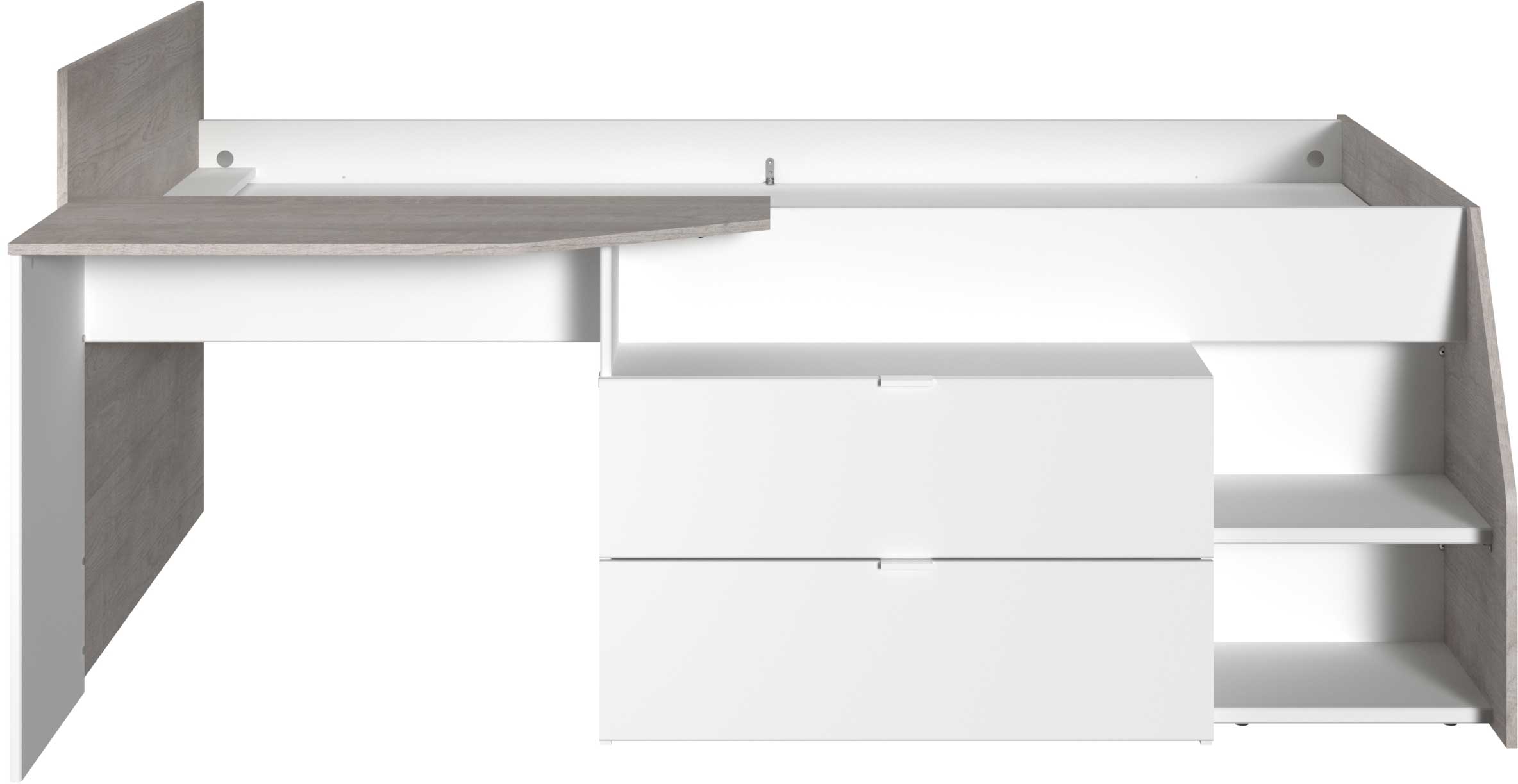 Lit banquette Milky avec bureau et tiroirs - blanc/chêne - Image 6