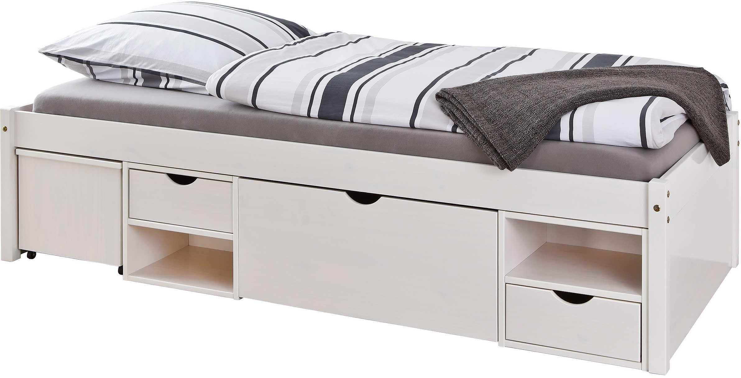 Lit banquette Xavier 90x200 cm avec rangements - white wash - Image 4