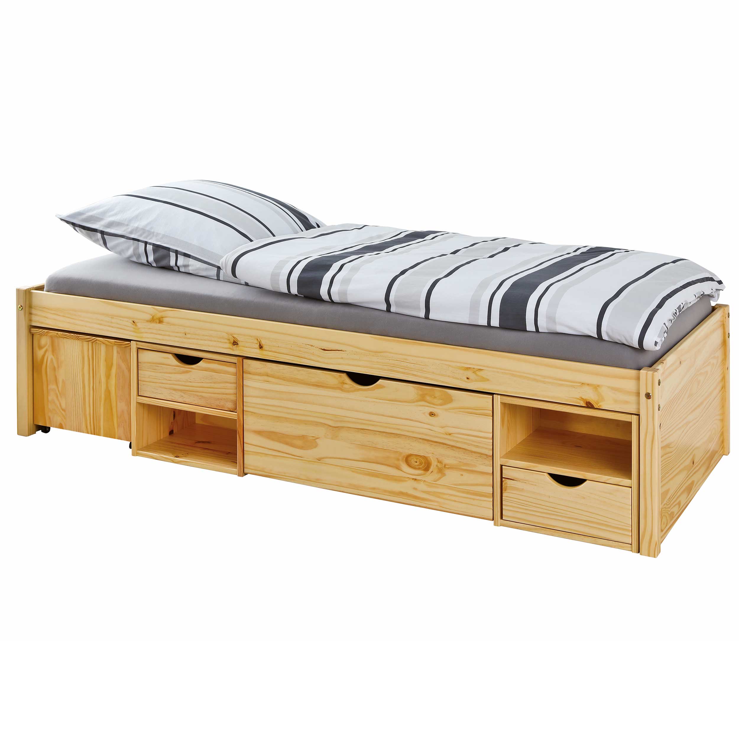 Lit banquette Xavier avec rangements - bois pin - Image 9