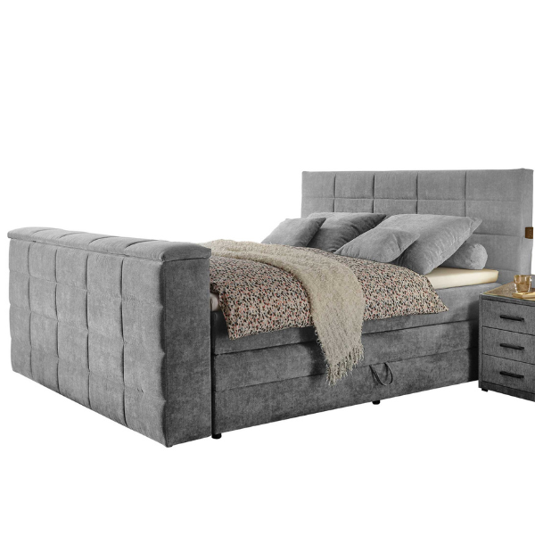 Lit boxspring Delvo 180x200cm avec espace de rangement et espace pour TV - gris foncé - Image 6