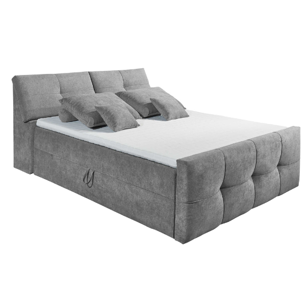 Lit boxspring Fitzroy 160x200cm avec espace de rangement - gris foncé - Image 4