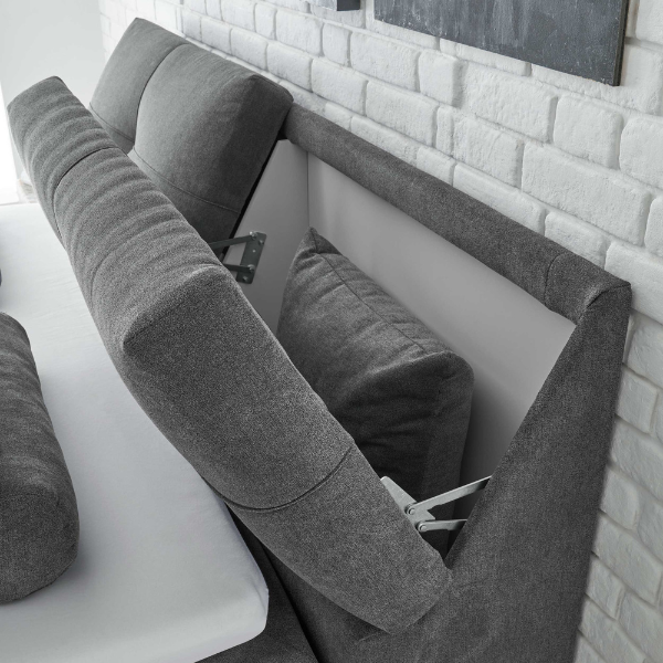 Lit boxspring Fitzroy 160x200cm avec espace de rangement - gris foncé - Image 5