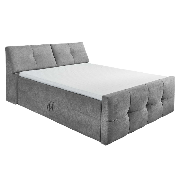 Lit boxspring Fitzroy 160x200cm avec espace de rangement - gris foncé - Image 9