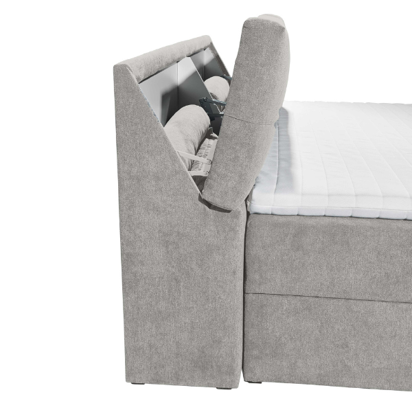 Lit boxspring Fitzroy 160x200cm avec espace de rangement - gris - Image 6