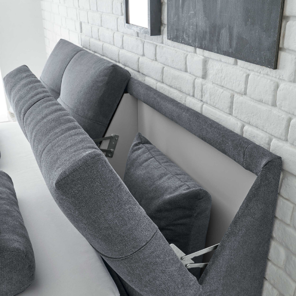 Lit boxspring Fitzroy 180x200cm avec espace de rangement - anthracite - Image 2