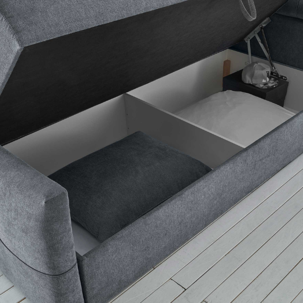 Lit boxspring Fitzroy 180x200cm avec espace de rangement - anthracite - Image 5