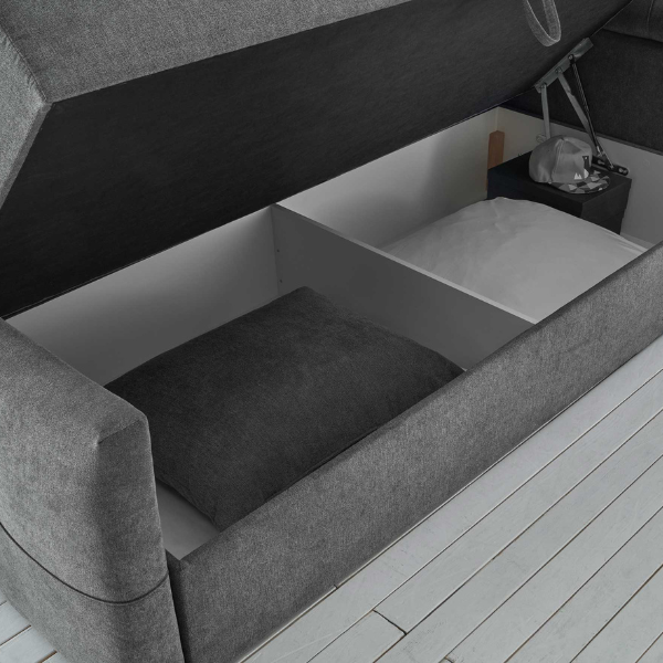 Lit boxspring Fitzroy 180x200cm avec espace de rangement - gris foncé - Image 2