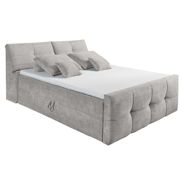Lit boxspring Fitzroy 180x200cm avec espace de rangement - gris - Image 7
