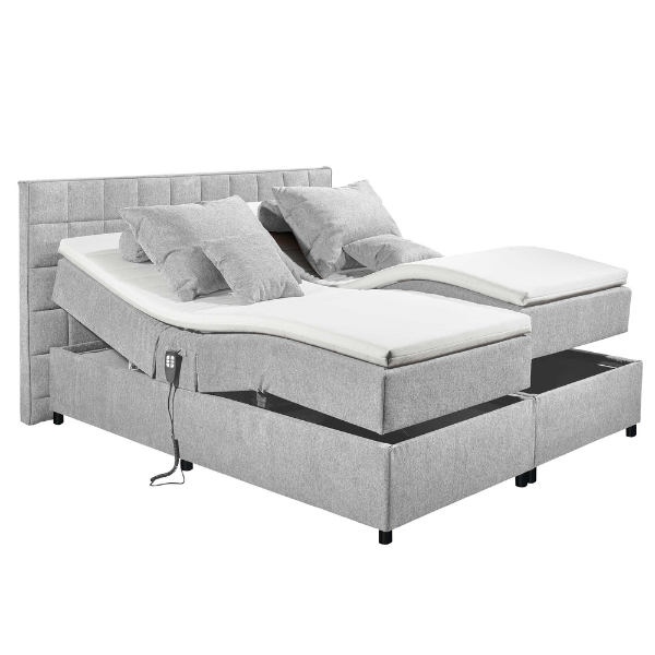 Lit boxspring Mariposa 180x200cm réglable électriquement - gris - Image 2