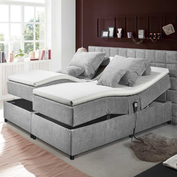 Lit boxspring Mariposa 180x200cm réglable électriquement - gris - Image 3