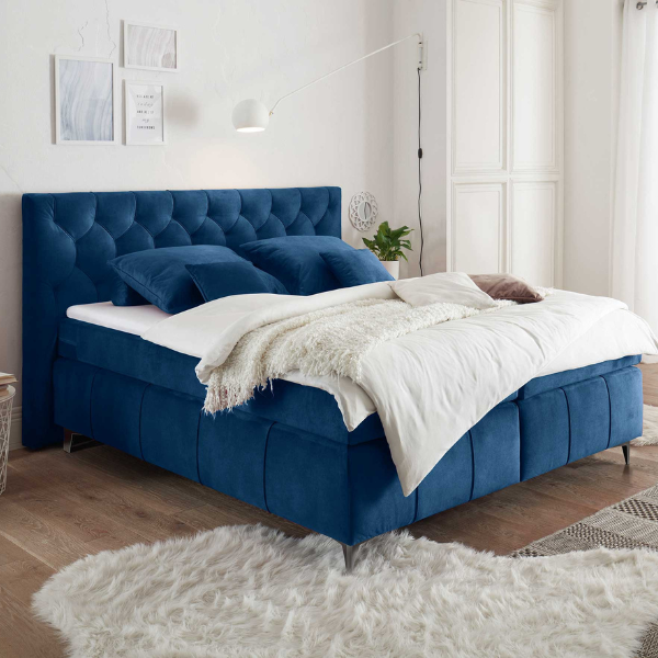 Lit boxspring Pemberley 160x200cm - bleu - Image 4