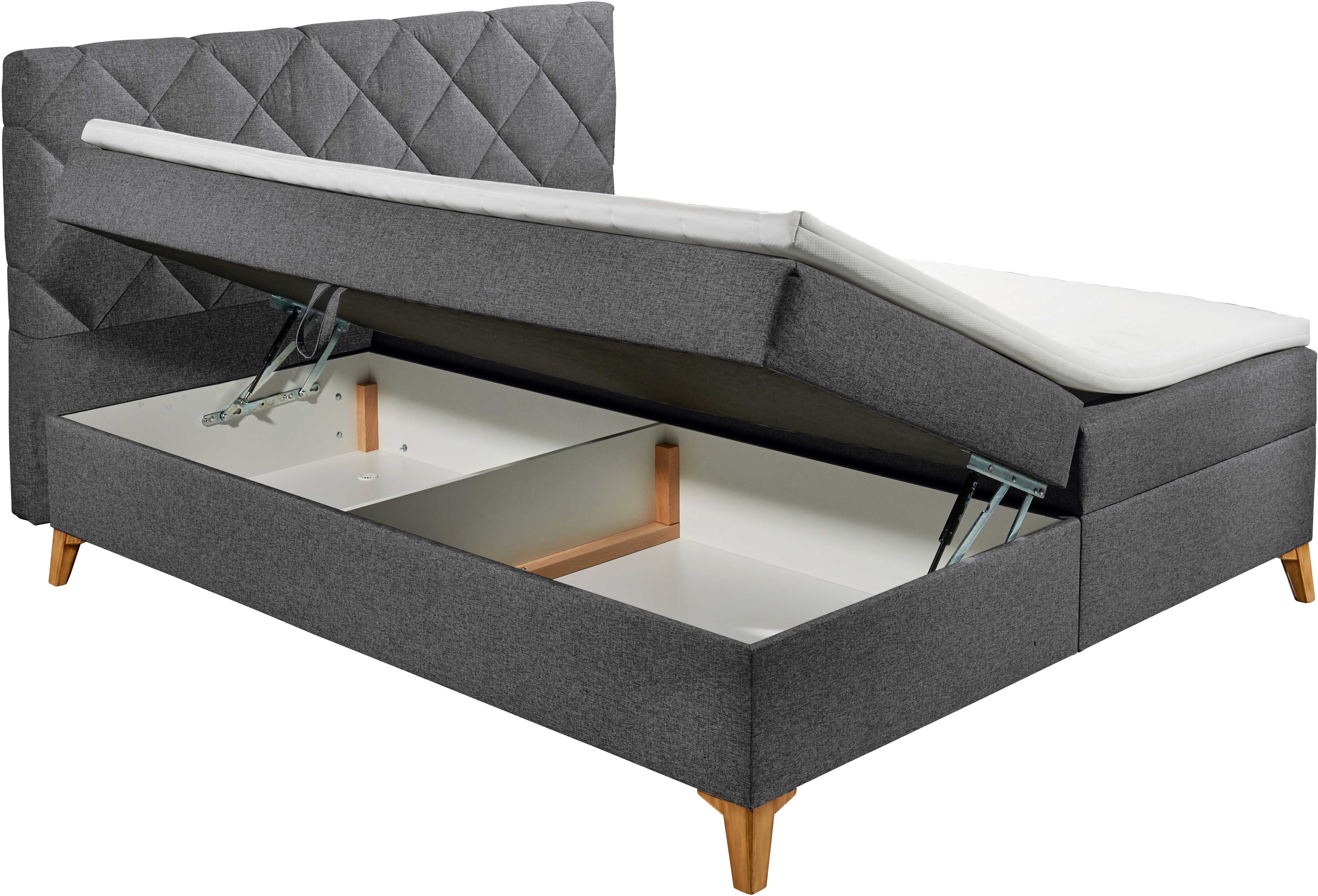 Lit boxspring Redford 160x200cm avec espace de rangement - anthracite - Image 4