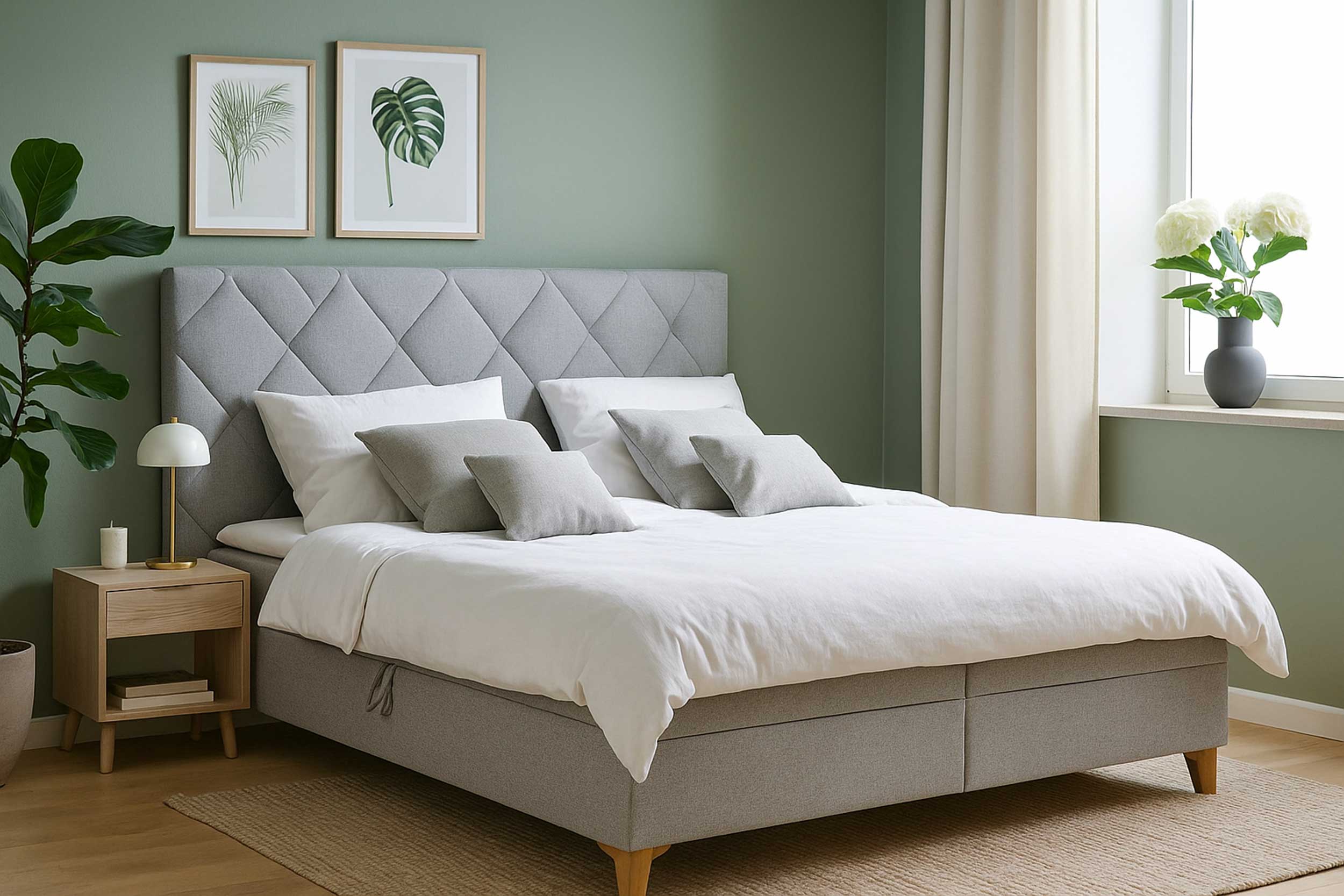 Lit boxspring Redford 160x200cm avec espace de rangement - gris - Image 5