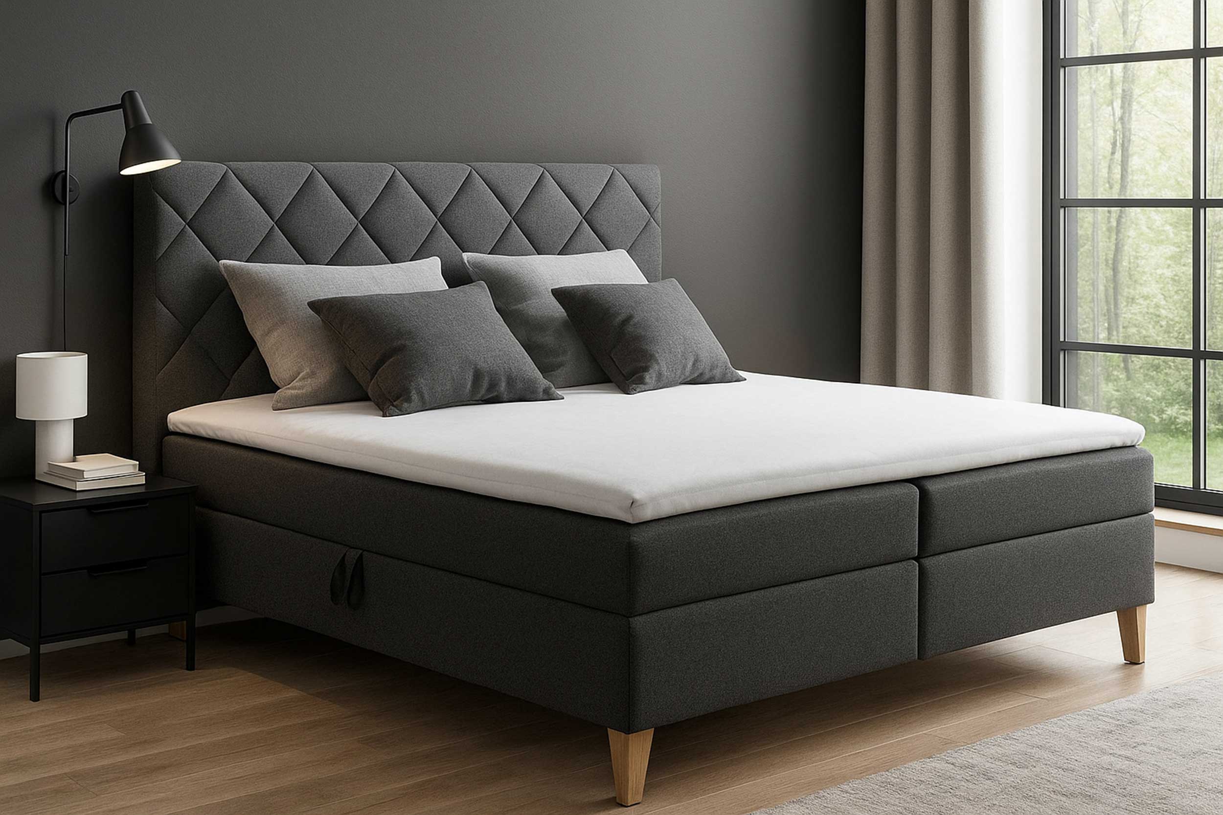 Lit boxspring Redford 180x200cm avec espace de rangement - anthracite - Image 5