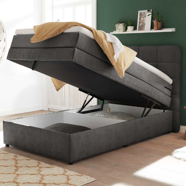Lit boxspring Tahoe 120x200cm avec espace de rangement - anthracite - Image 2