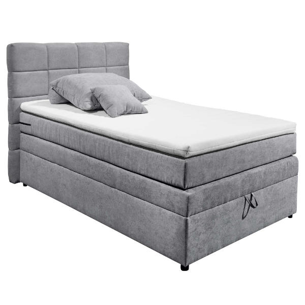 Lit boxspring Tahoe 120x200cm avec espace de rangement - gris - Image 4