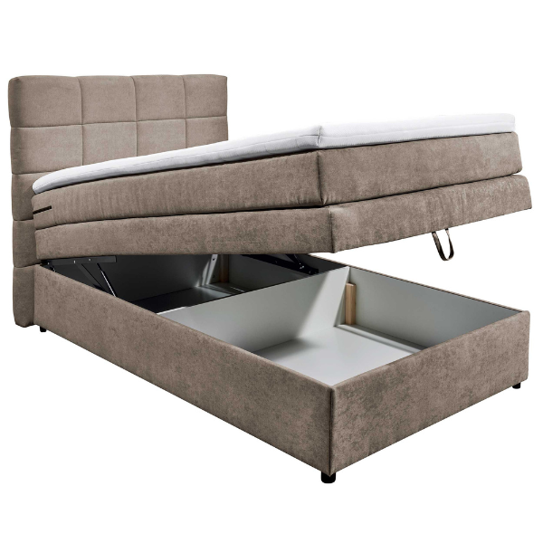 Lit boxspring Tahoe 120x200cm avec espace de rangement - taupe - Image 3