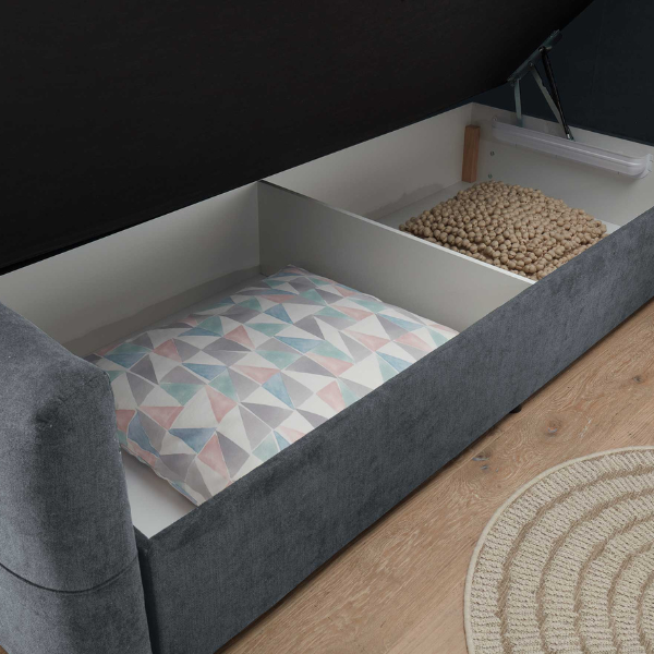 Lit boxspring Winnifred 160x200cm avec espace de rangement - anthracite - Image 2