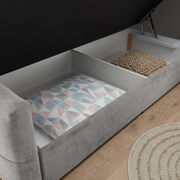 Lit boxspring Winnifred 180x200cm avec espace de rangement - gris - Image 2