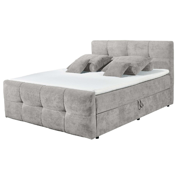 Lit boxspring Winnifred 180x200cm avec espace de rangement - gris - Image 5