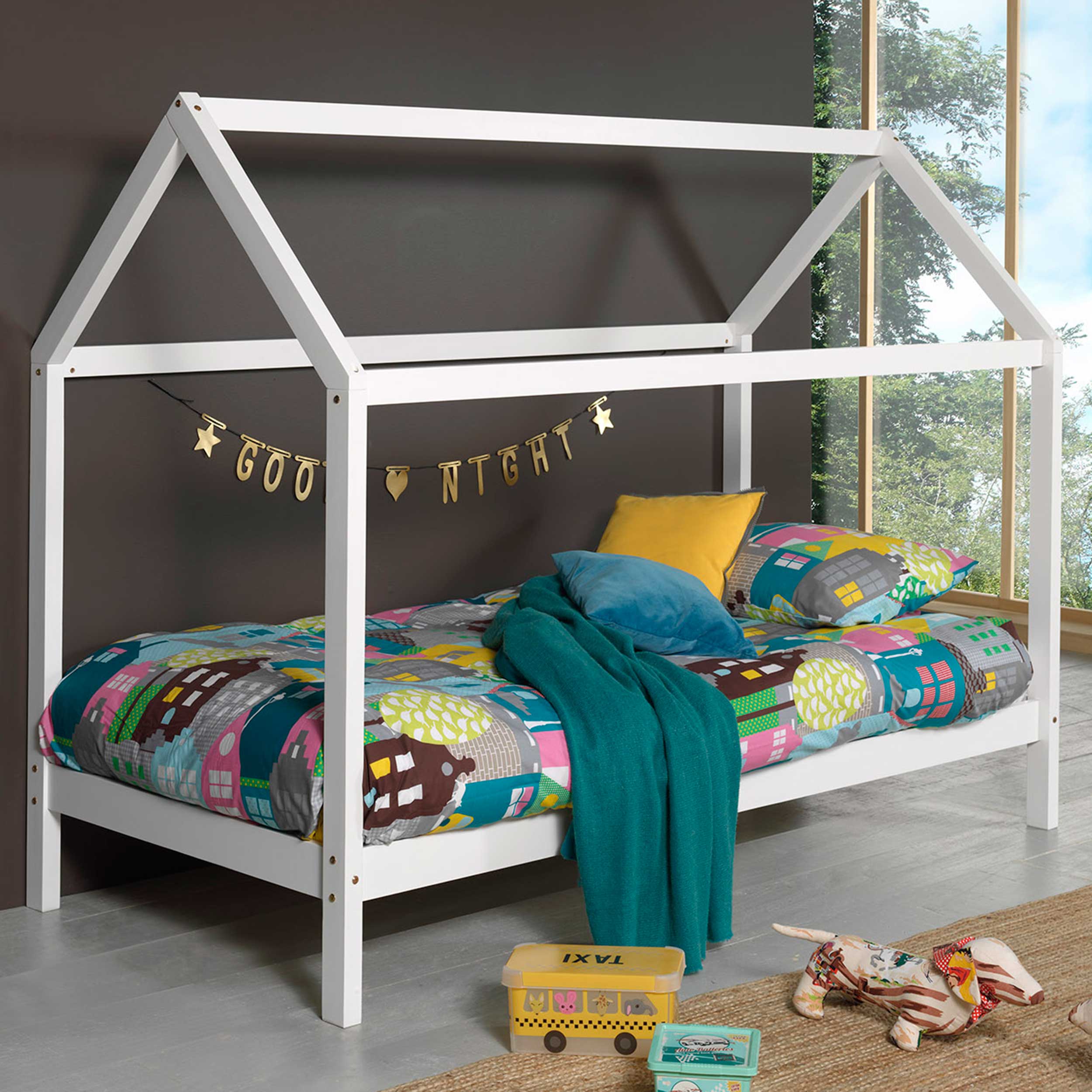 Lit cabane Dallas 1 90x200 - blanc