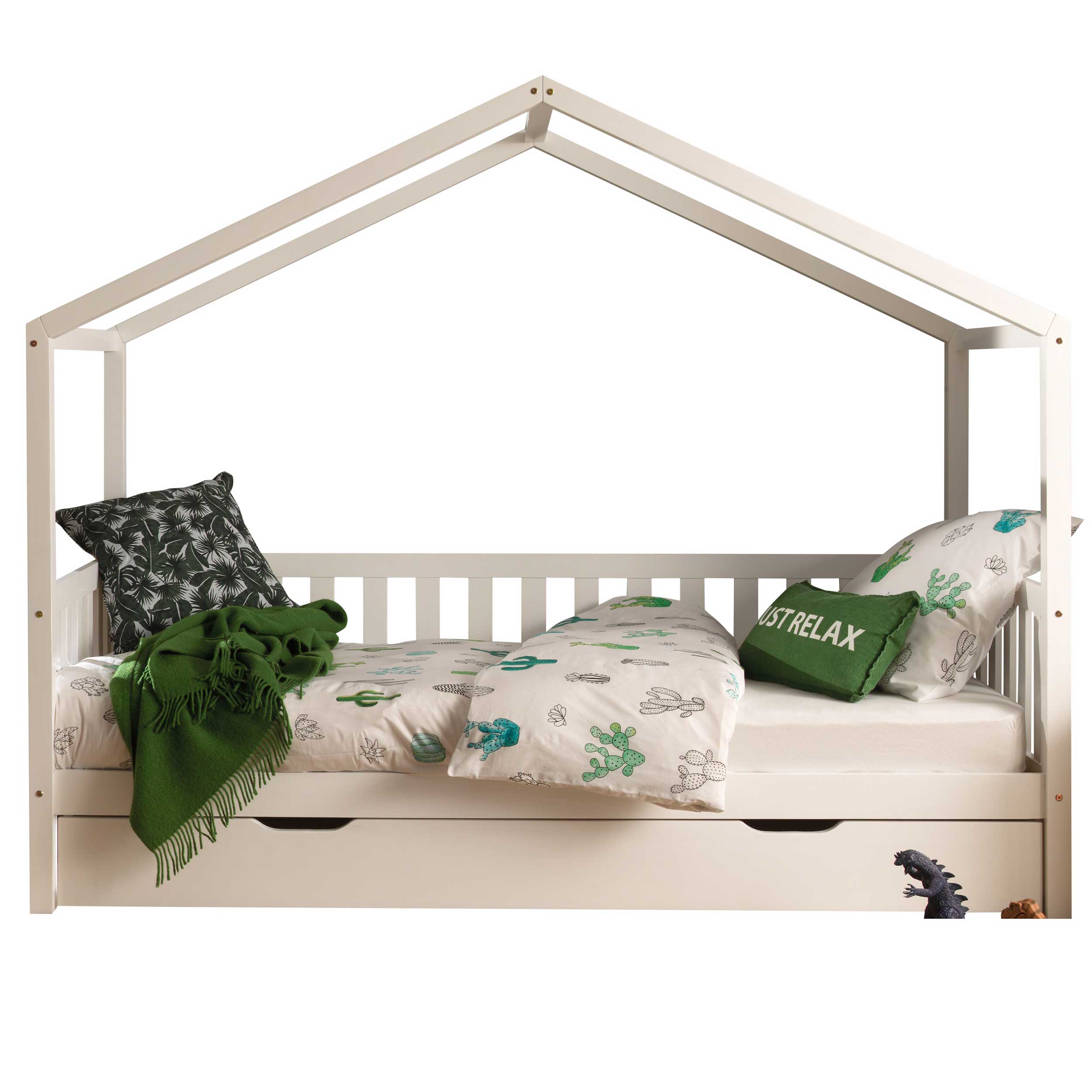 Lit cabane Dallas 2 90x200 avec tiroir de lit - blanc - Image 10