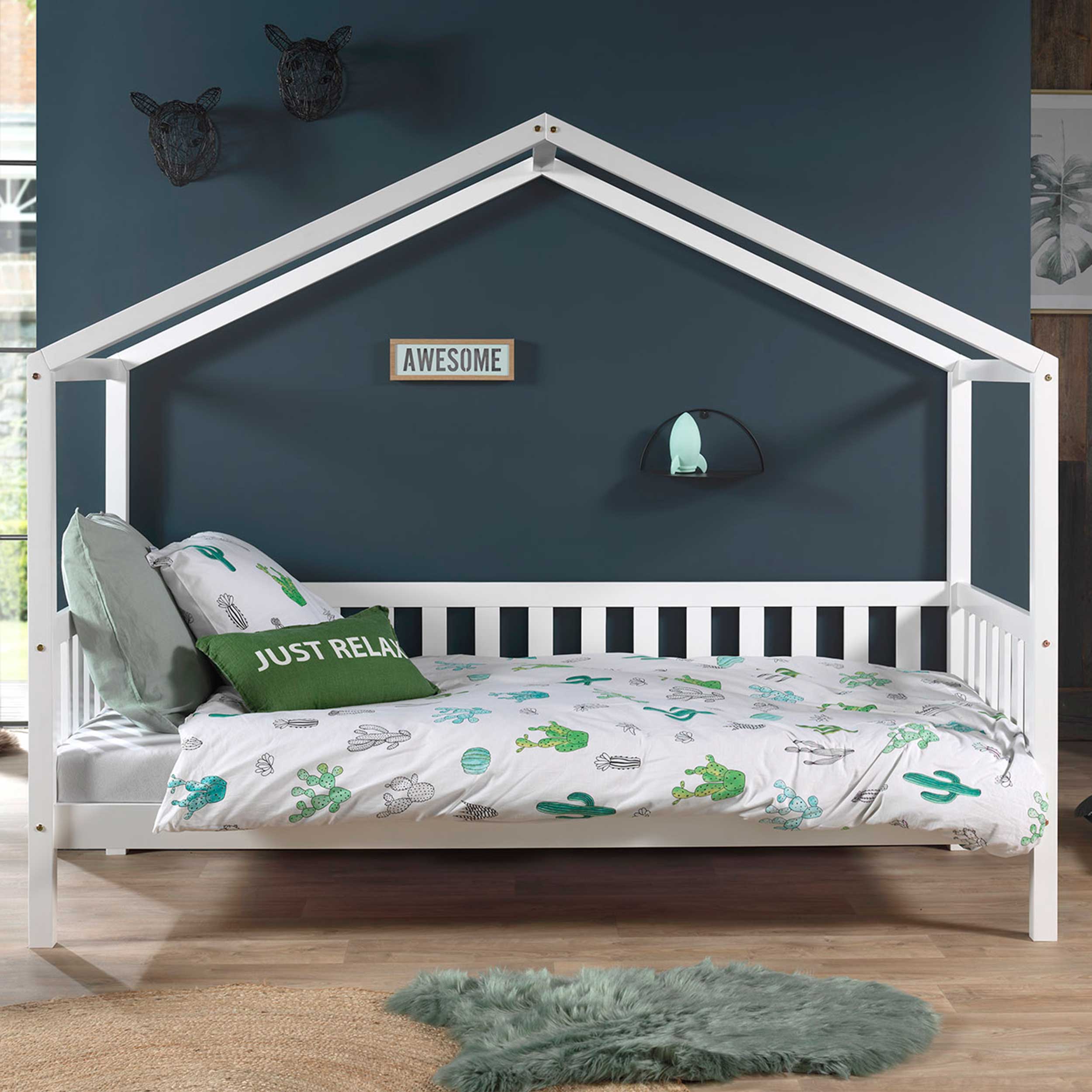 Lit cabane Dallas 2 90x200 - blanc