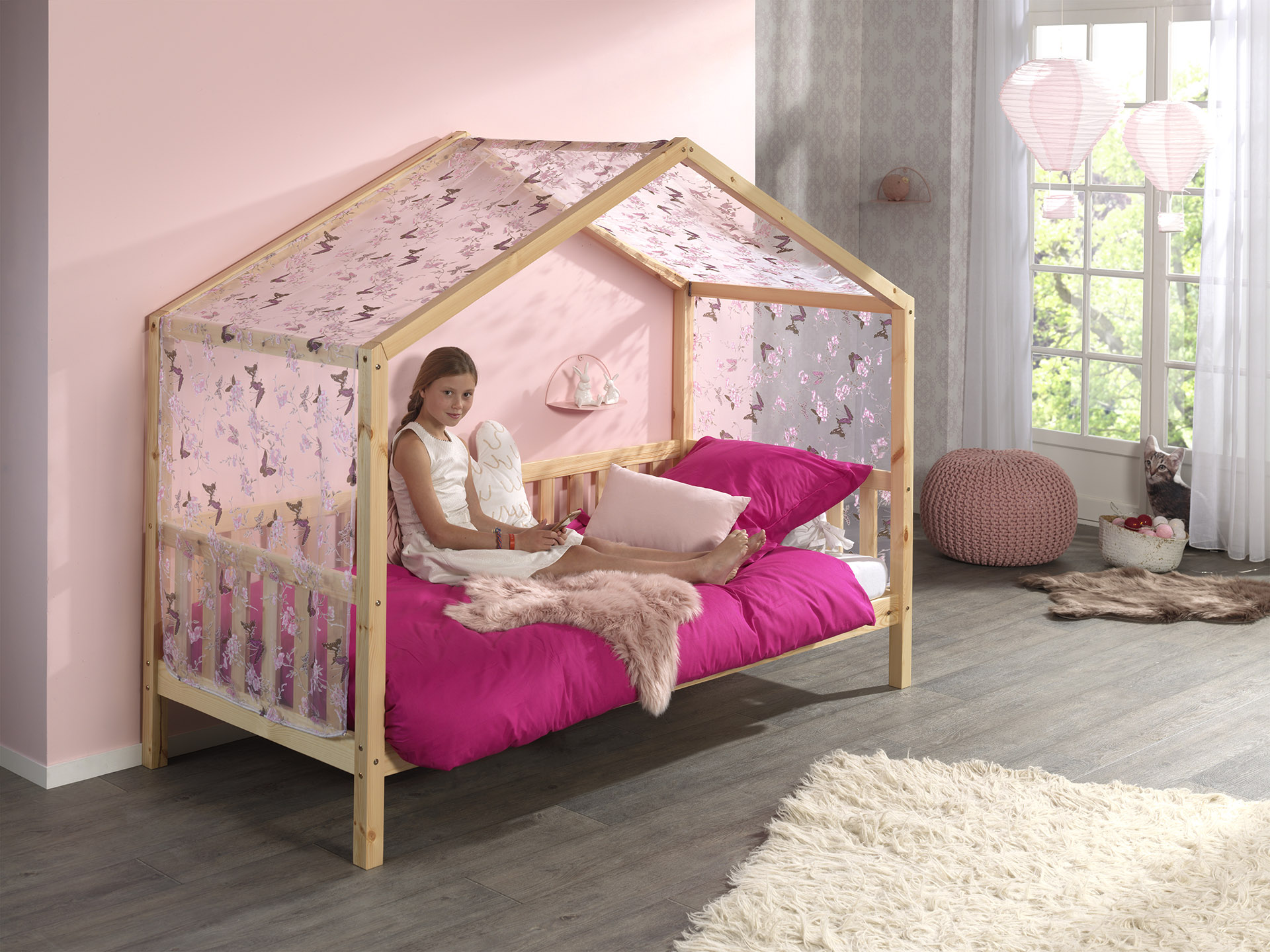 Lit cabane Dallas 2 90x200 - bois pin - Image 4