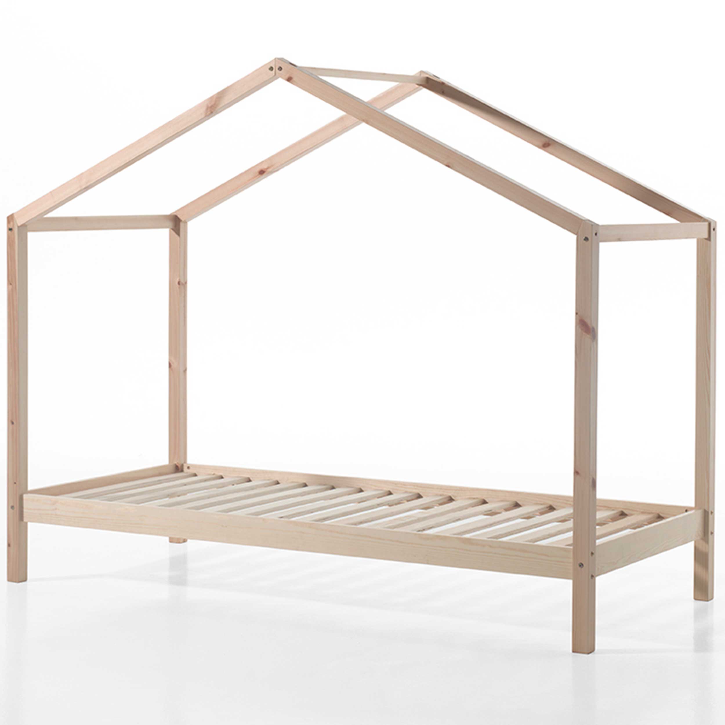 Lit cabane Dallas 3 90x200, tiroir de lit & voile avec dessin de papillons - bois pin/rose - Image 3