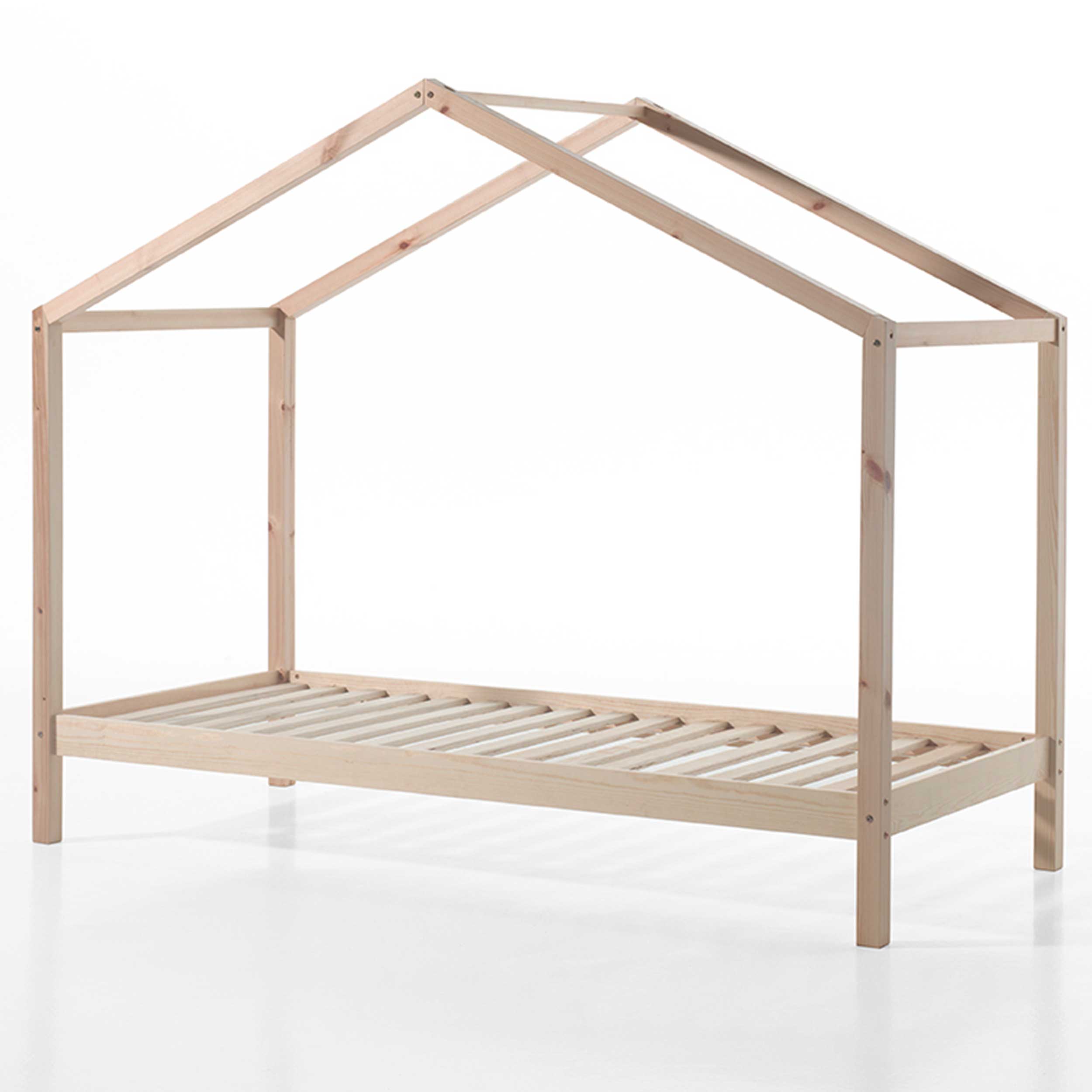 Lit cabane Dallas 3 90x200 & voile avec dessin de papillons - bois pin/rose - Image 4