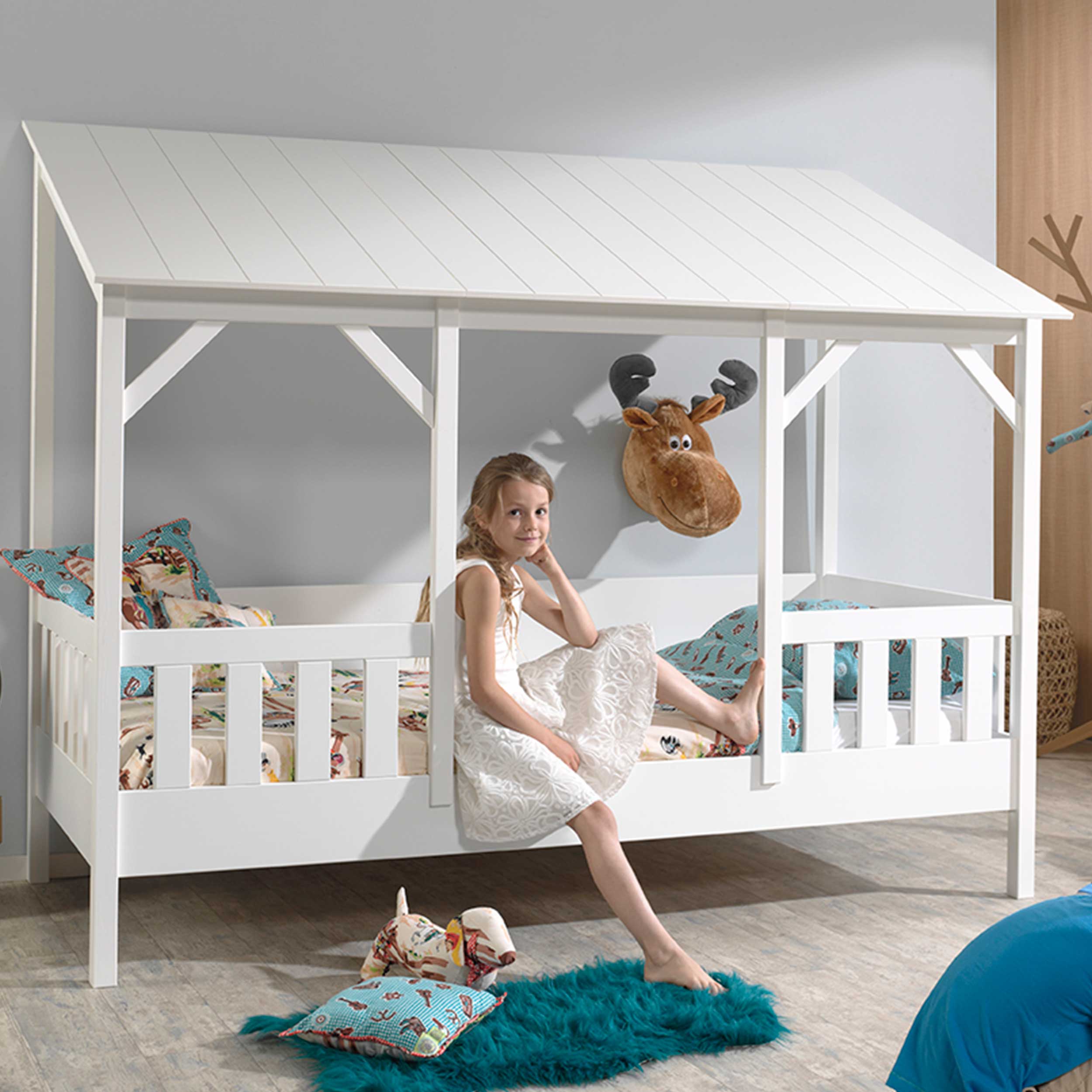 Lit cabane Malia 90x200 - toit blanc