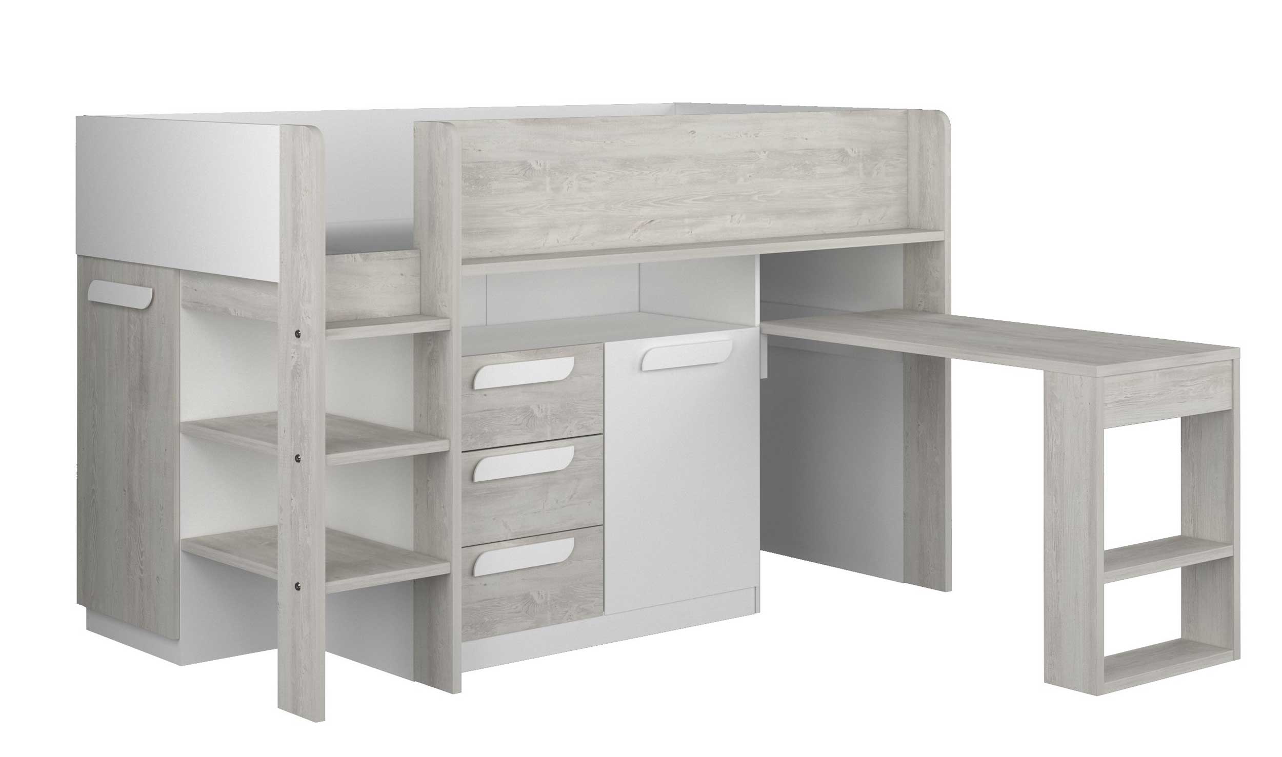 Lit combiné Beau 90x200  avec bureau - blanc - Image 3