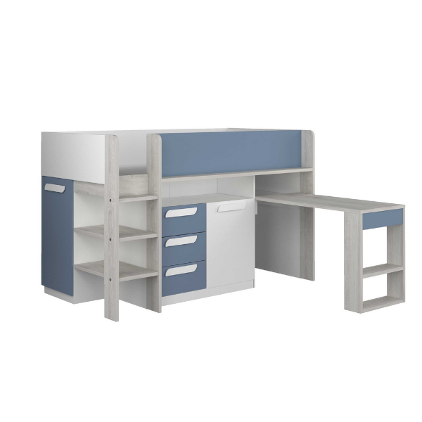 Lit combiné Beau 90x200 avec bureau - bleu foncé - Image 9