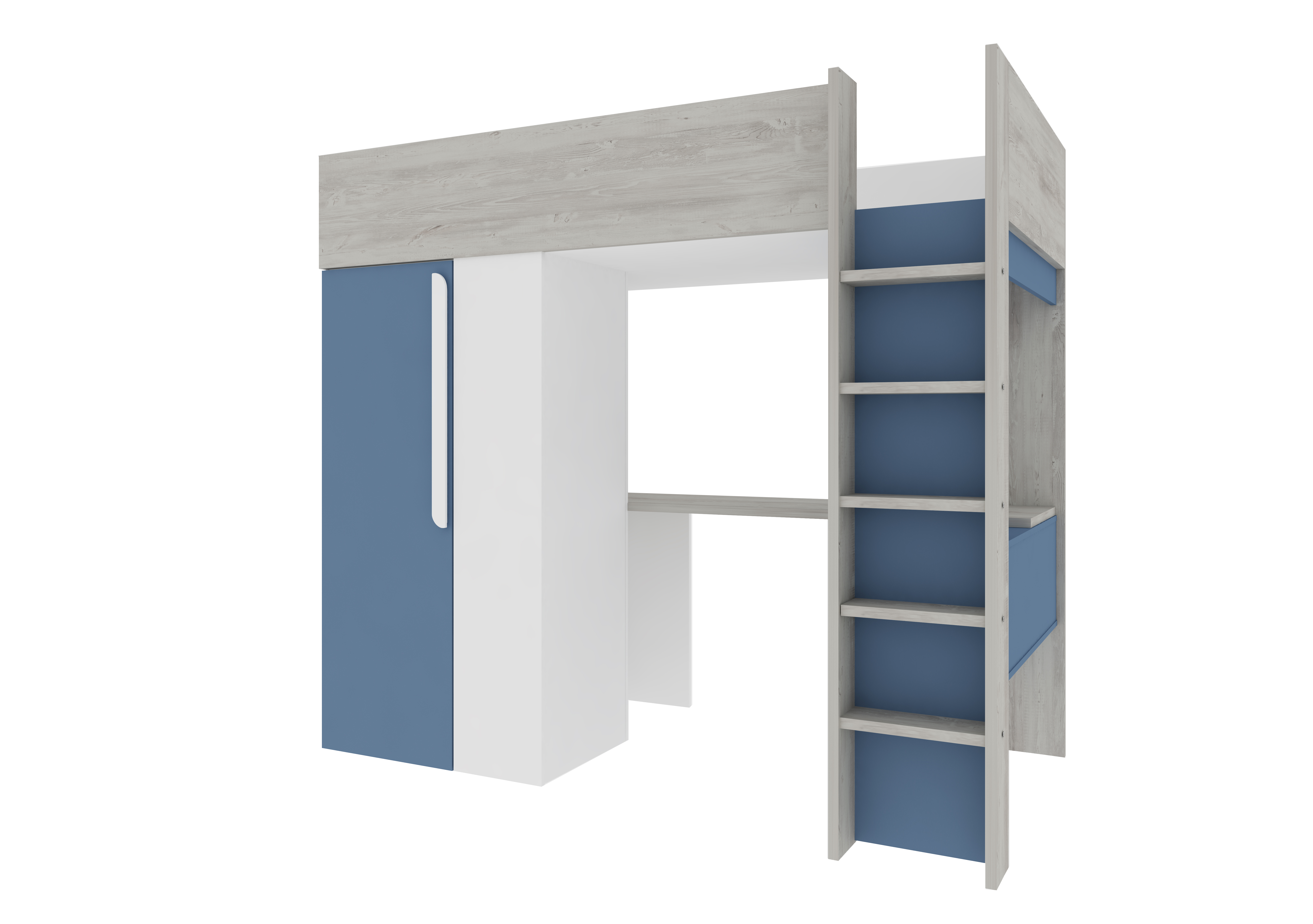 Lit combiné Beau 90x200 avec bureau et armoire - bleu foncé - Image 4